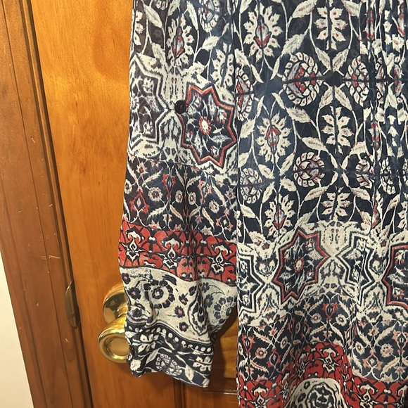 Style & Co. Pleated Floral Button Down Tunic Blouse - Picture 6 of 9